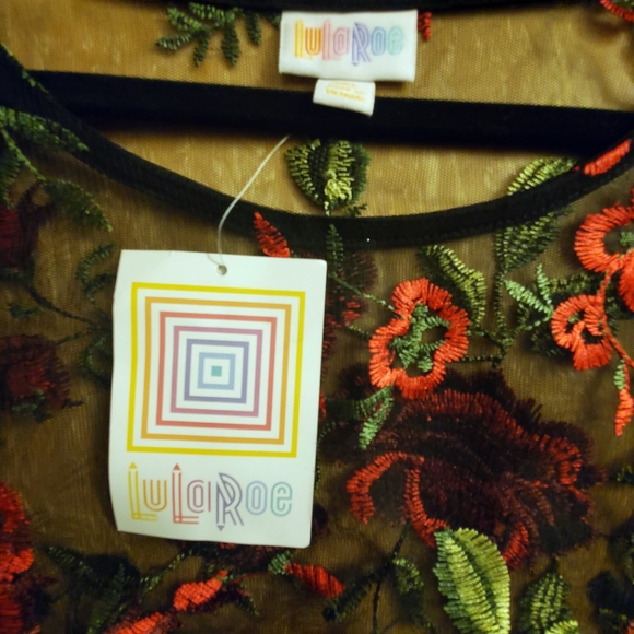 NWT LuLaRoe sheer black red overlay floral maxi dress. - Picture 3 of 4